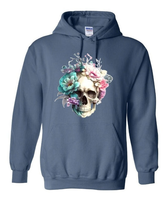 Floral Skull Hoodie – Bold Skull and Flowers Graphic Sweatshirt