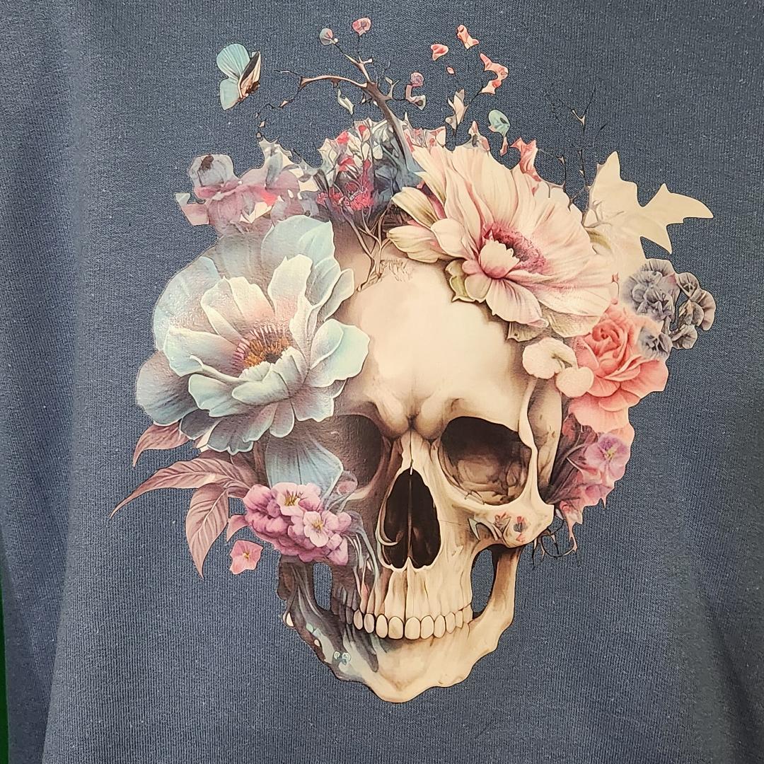 Floral Skull Hoodie – Bold Skull and Flowers Graphic Sweatshirt