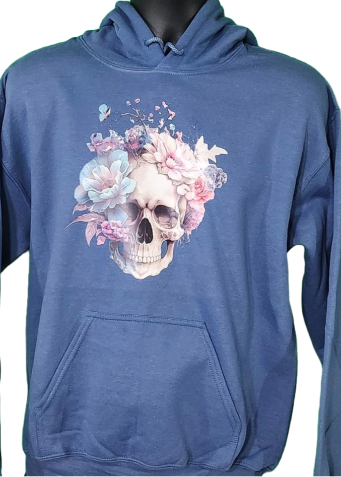 Floral Skull Hoodie – Bold Skull and Flowers Graphic Sweatshirt