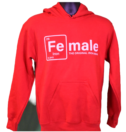 "FE = Iron. Female – The Original Iron Man" Hoodie – Empowering Female Superhero Graphic Sweatshirt